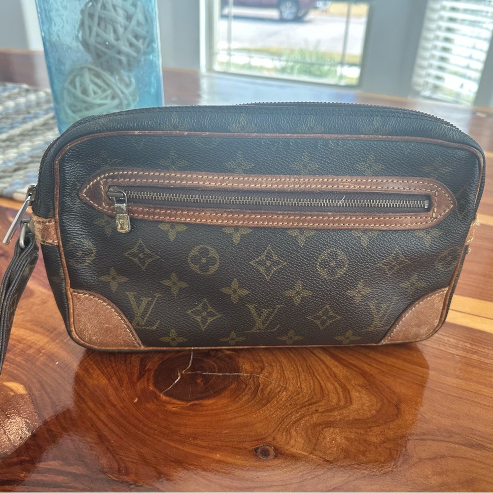 Louis Vuitton Monogram Black and Tan Clutch
